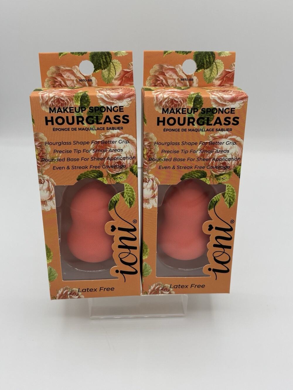 IONI Makeup Sponge Hourglass Shape for Better Grip Latex-Free Material Orange